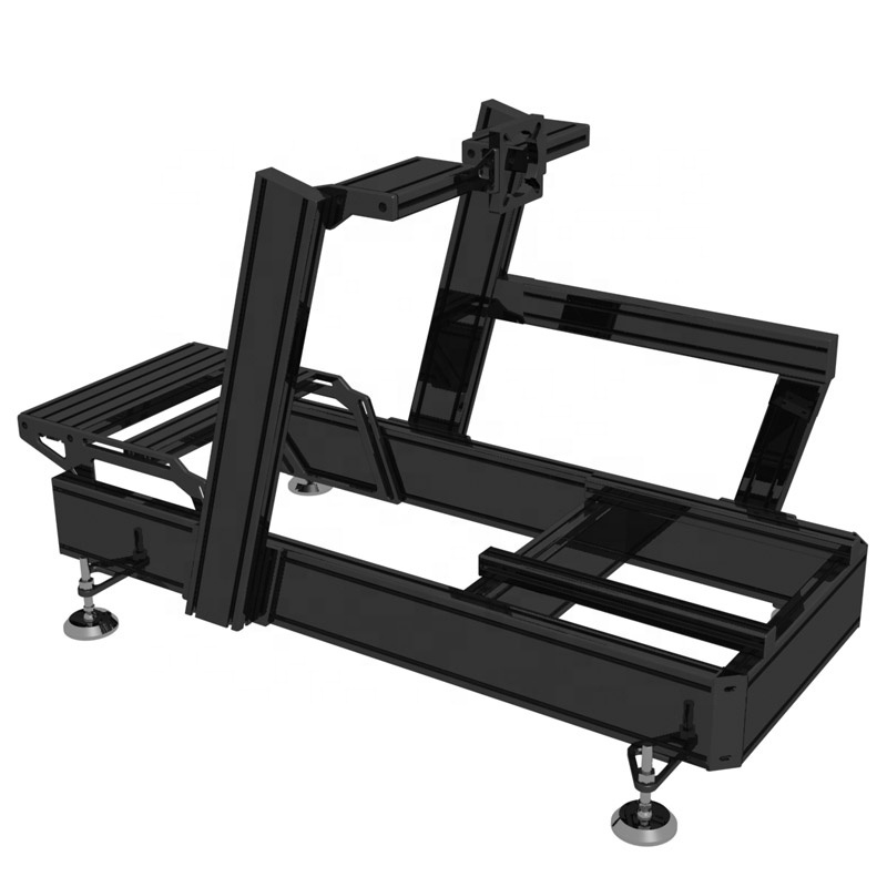 9D Vr Simulator - 40120 ブラックアルミニウムスポーツカーゲームレーシングコックピットシミュレーターレーシングシャーシP1Xリグ（モニタースタンド付き）
