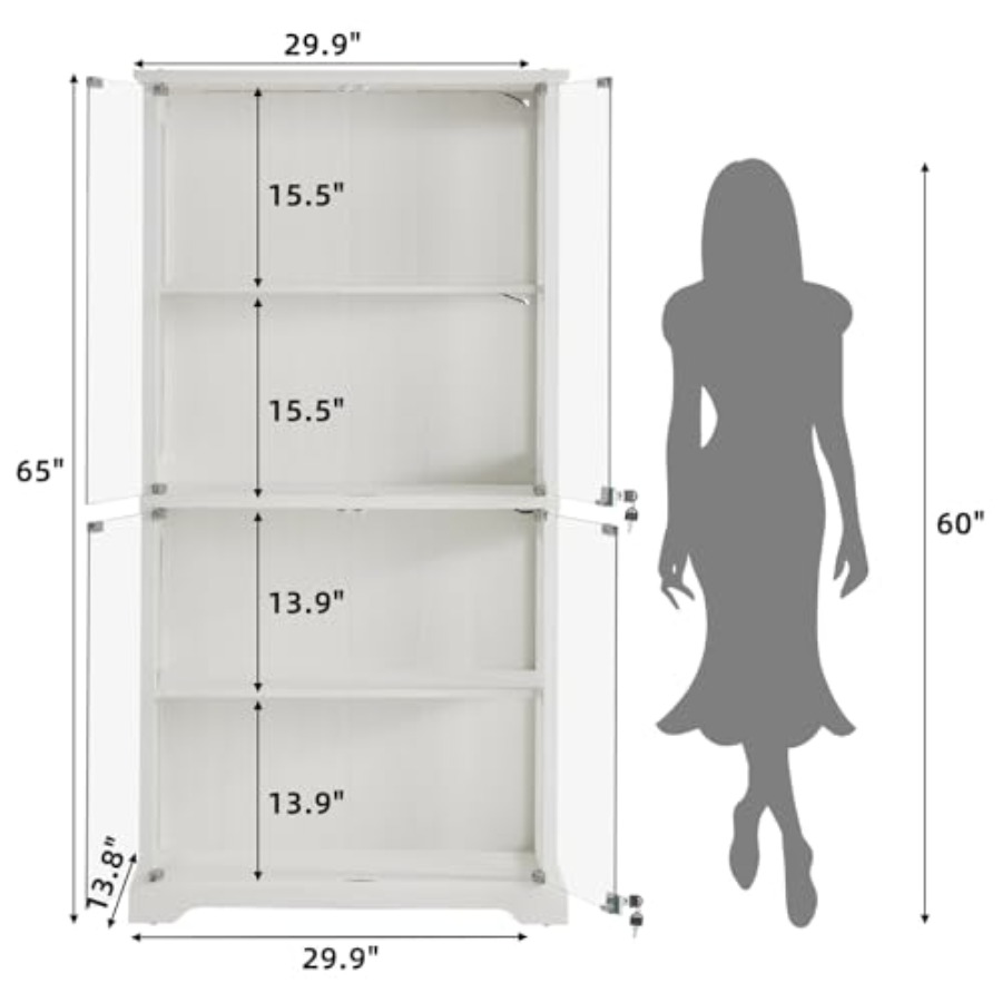 リビングルーム用ロック付きファームハウスガラスディスプレイキ - Glass Cabinet Display のレビューと価格