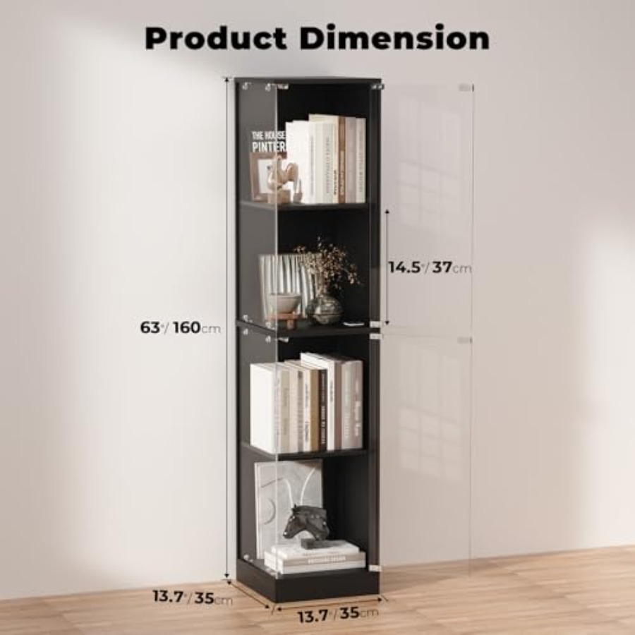 ガラス扉付きコーナーディスプレイキャビネット、ホワイトMDF - Glass Cabinet Display のレビューと価格