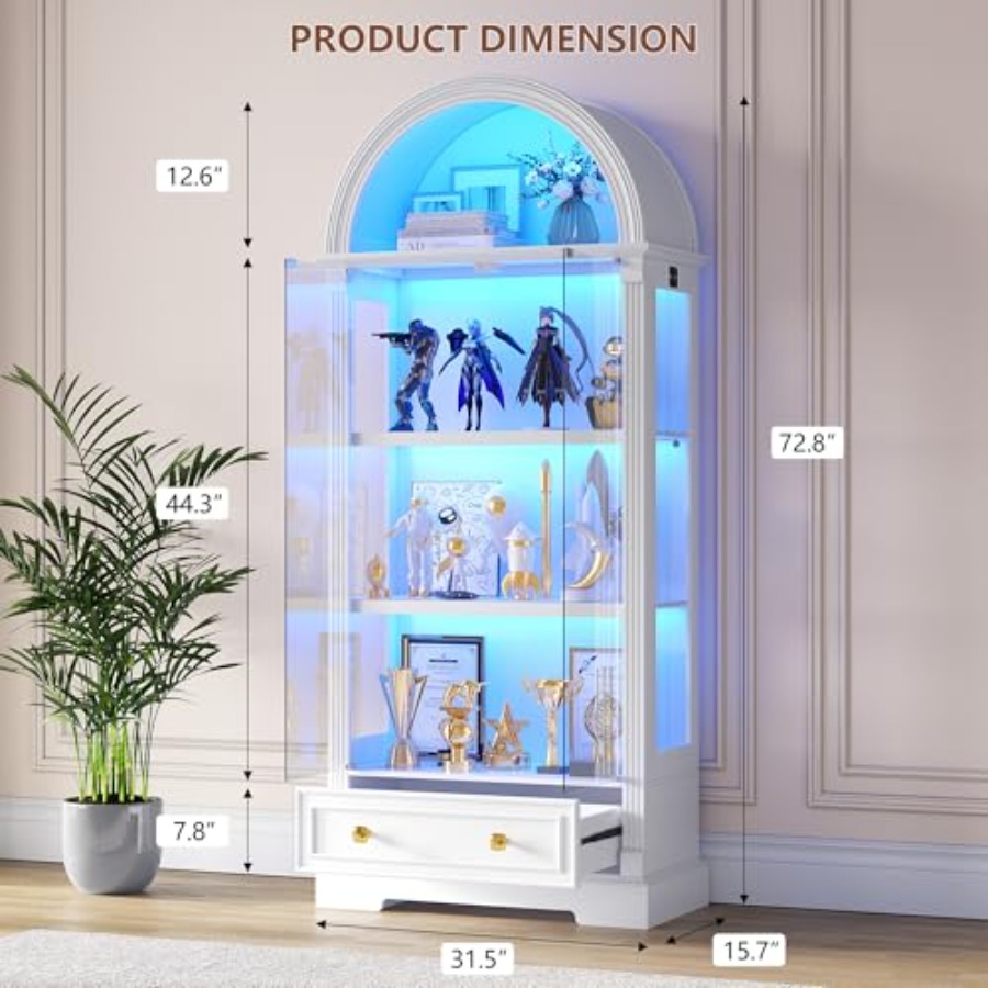 リビングルーム用アーチ型ディスプレイキャビネット、強化ガラス - Glass Cabinet Display のレビューと価格