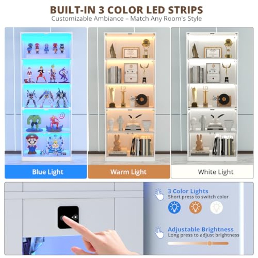 80インチのガラス扉付きディスプレイキャビネット、リビングル - Glass Cabinet Display のレビューと価格