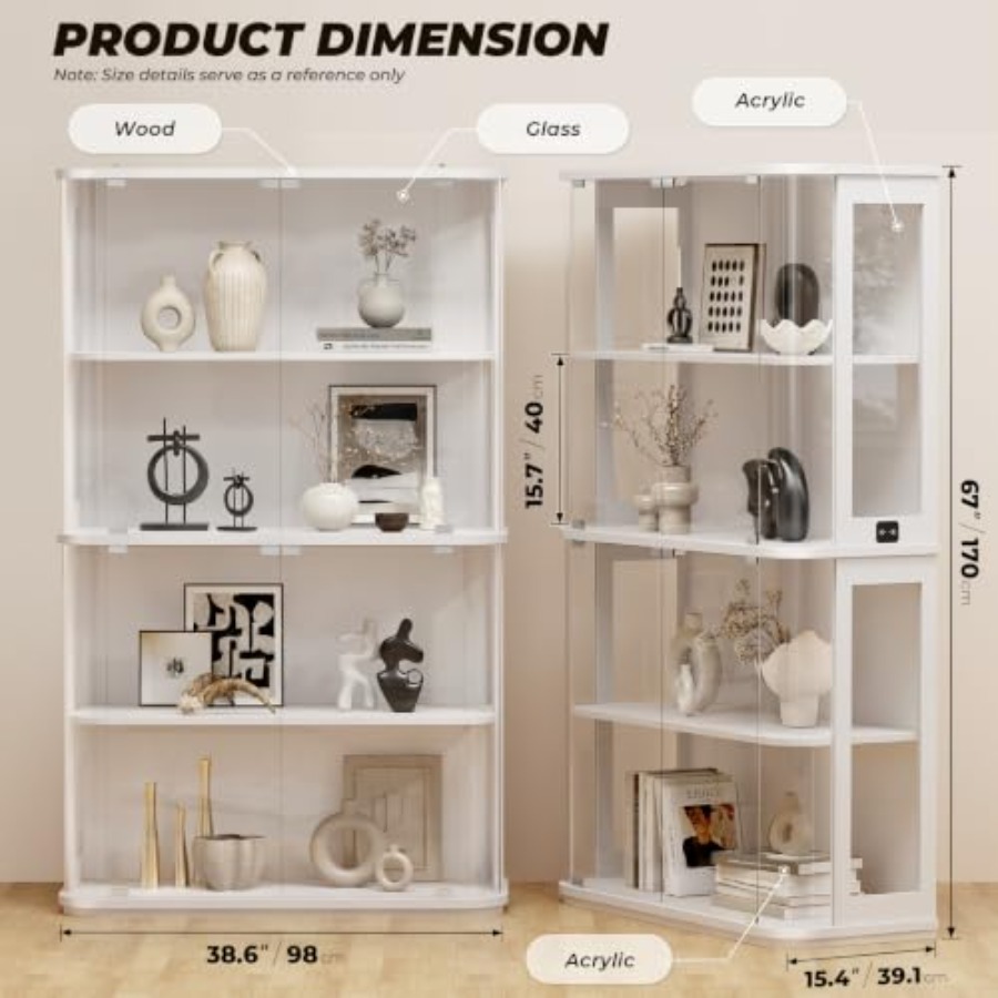 小売店用の丸型ディスプレイキャビネット、LEDライト付き強化 - Glass Cabinet Display のレビューと価格