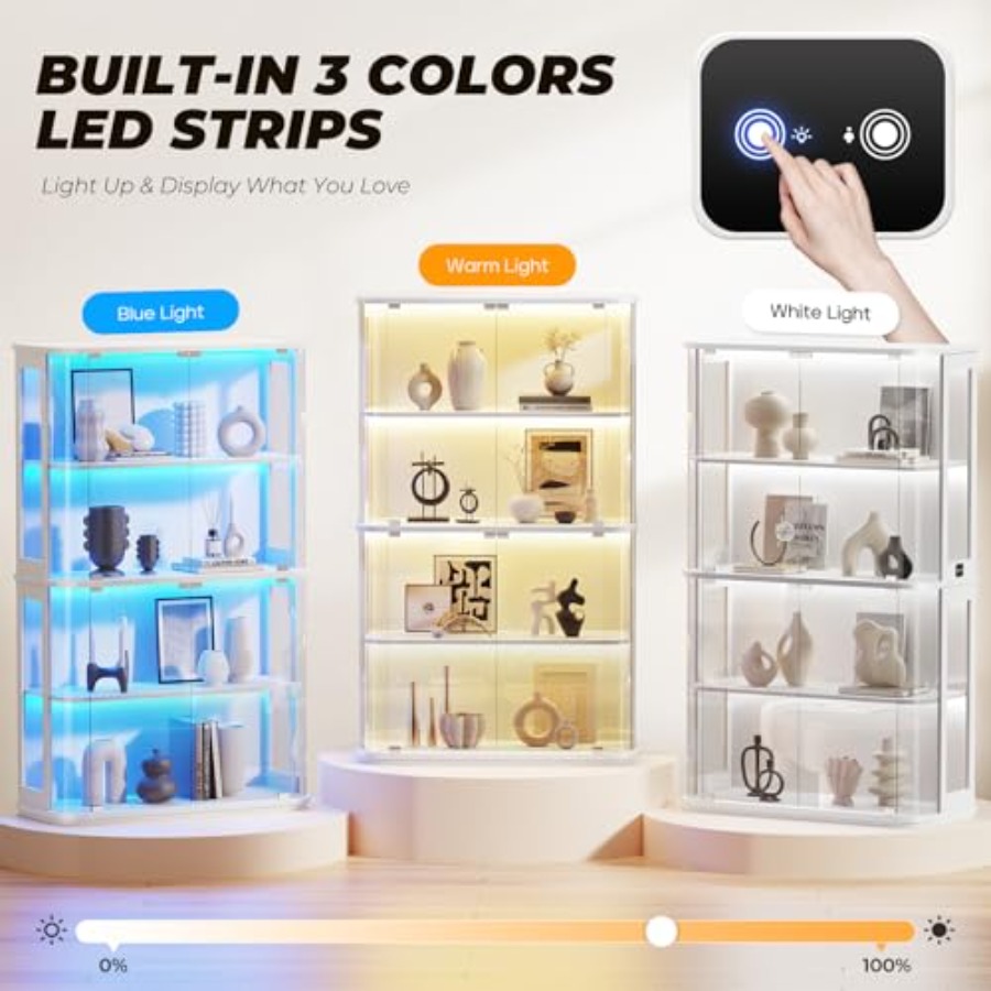 小売店用の丸型ディスプレイキャビネット、LEDライト付き強化 - Glass Cabinet Display のレビューと価格