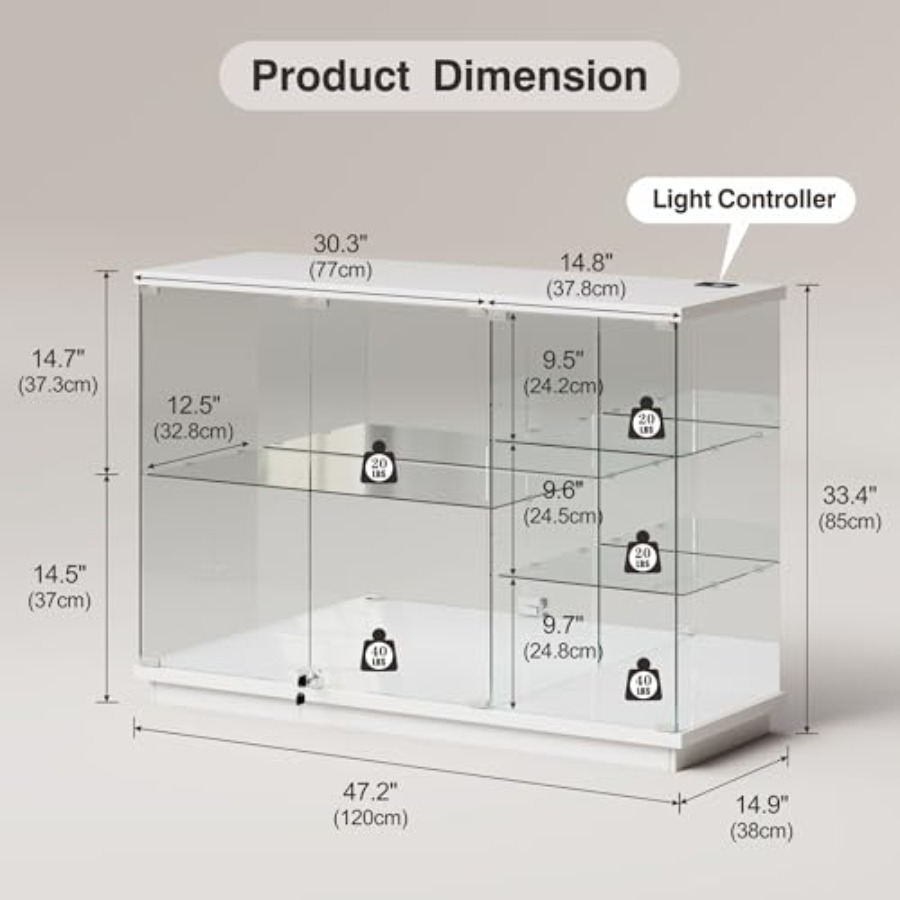 RGBガラスディスプレイキャビネット（コレクション用、鍵付き - Glass Cabinet Display のレビューと価格