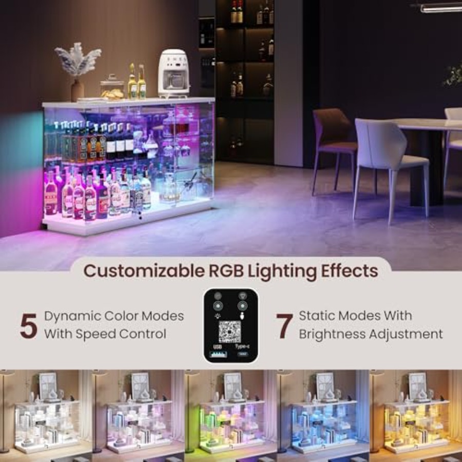 RGBガラスディスプレイキャビネット（コレクション用、鍵付き - Glass Cabinet Display のレビューと価格